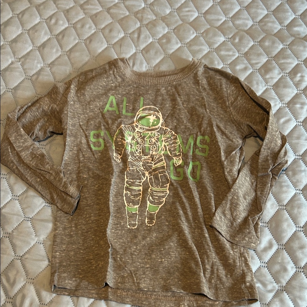 Kids Gray Astronaut Graphic Long Sleeve Shirt